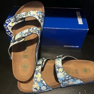 Women's Birkenstock Sydney Dusty Blue Floral Sandals/Shoes (NWT) Size EU 40/9-9.